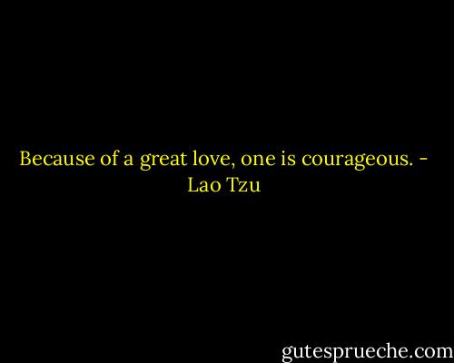 Because of a great love, one is courageous. - Lao Tzu