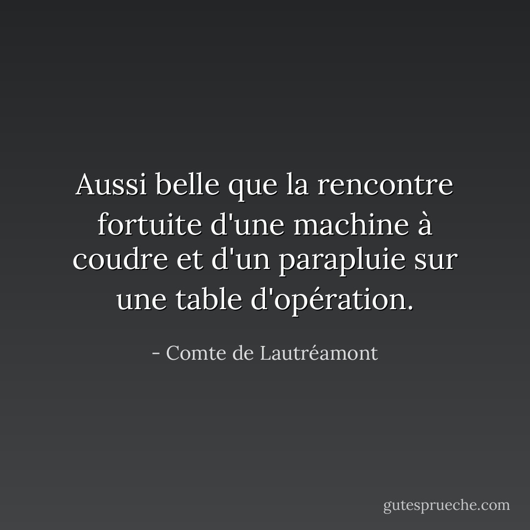 Aussi belle que la rencontre fortuite d'une machine à coudre et d'un parapluie sur une table d'opération. - Comte de Lautréamont
