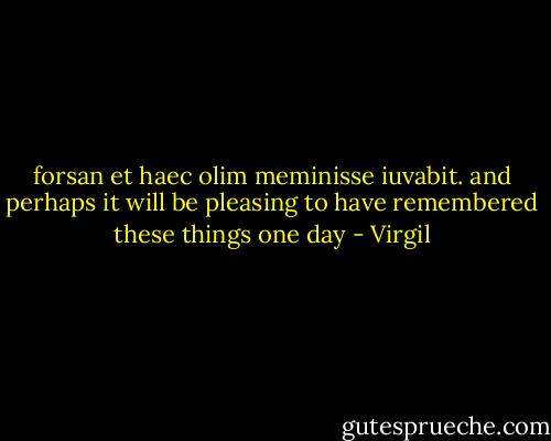 forsan et haec olim meminisse iuvabit.<br />and perhaps it will be pleasing to have remembered these things one day - Virgil