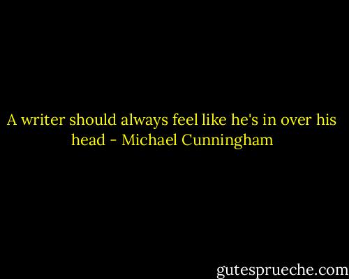 A writer should always feel like he's in over his head - Michael Cunningham