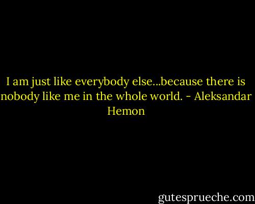 I am just like everybody else...because there is nobody like me in the whole world. - Aleksandar Hemon