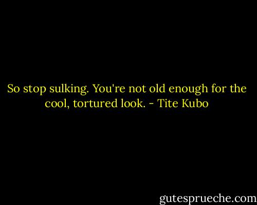 So stop sulking. You're not old enough for the cool, tortured look. - Tite Kubo