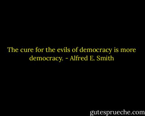 The cure for the evils of democracy is more democracy. - Alfred E. Smith