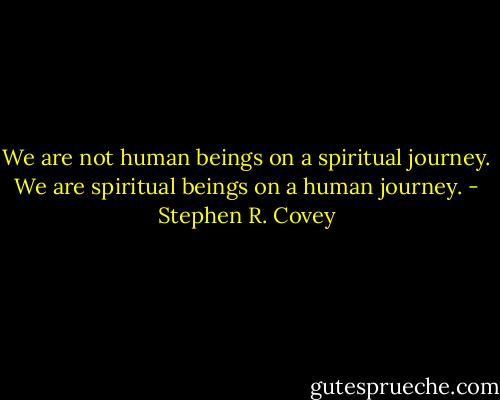 We are not human beings on a spiritual journey. We are spiritual beings on a human journey. - Stephen R. Covey