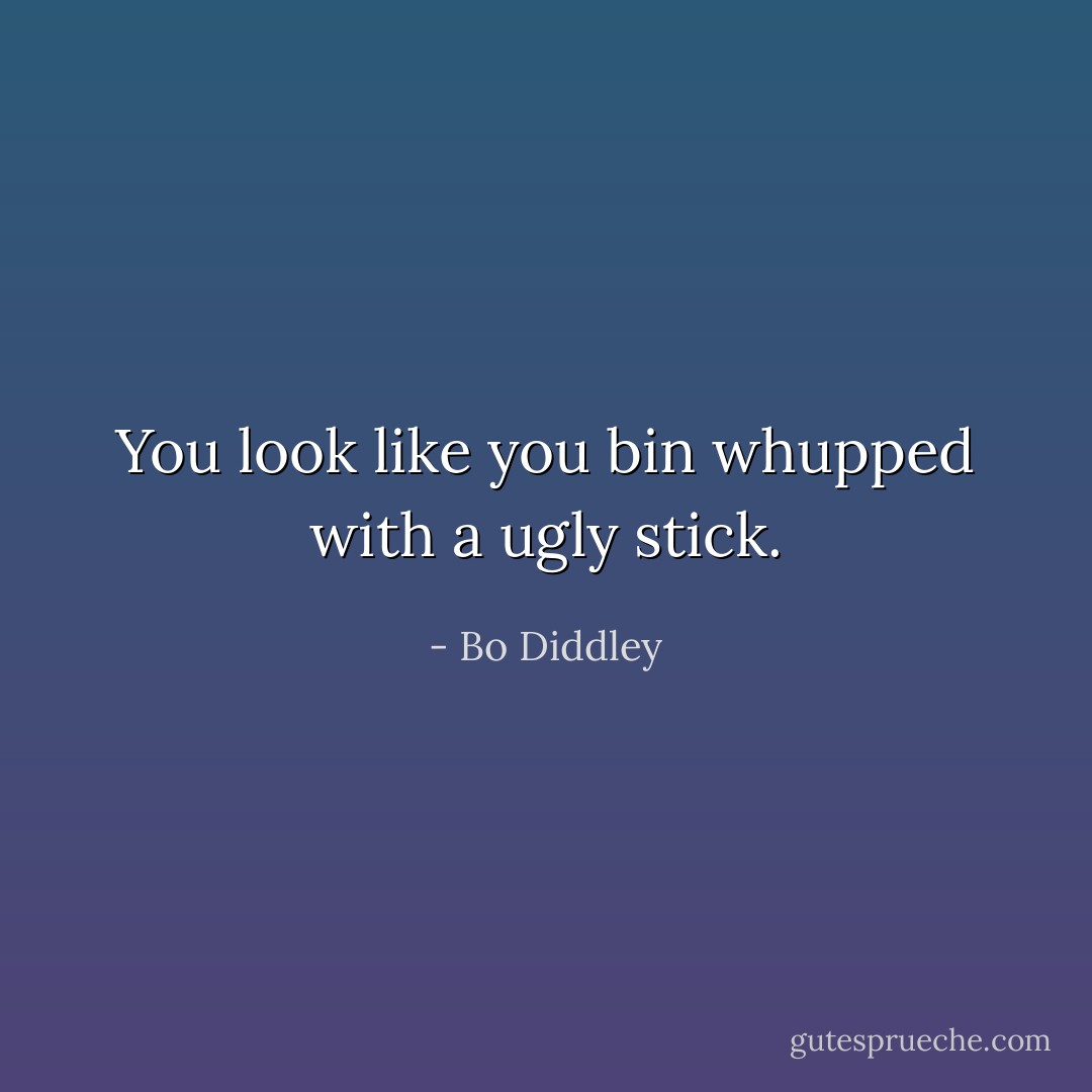 You look like you bin whupped with a ugly stick. - Bo Diddley