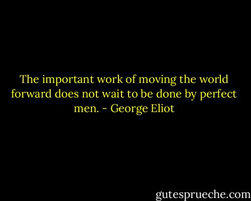 The important work of moving the world forward does not wait to be done by perfect men. - George Eliot