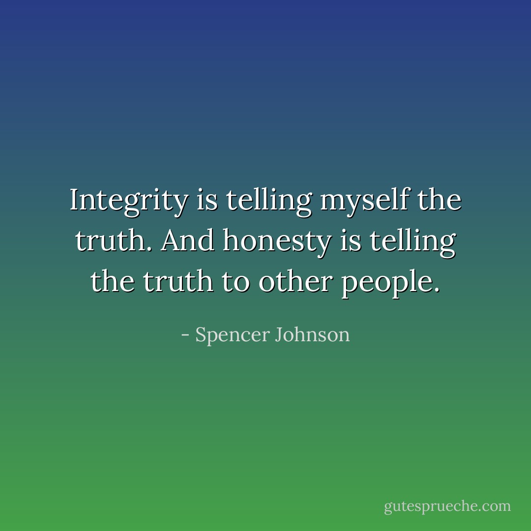 Integrity is telling myself the truth. And honesty is telling the truth to other people. - Spencer Johnson