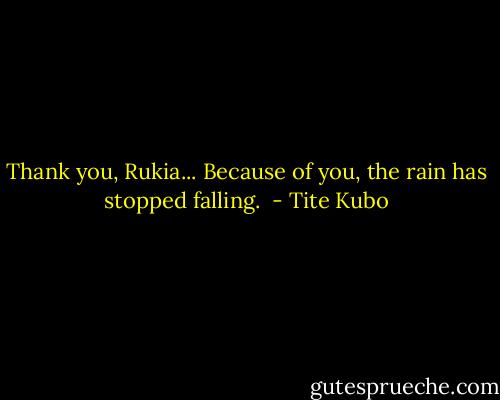 Thank you, Rukia... Because of you, the rain has stopped falling.  - Tite Kubo