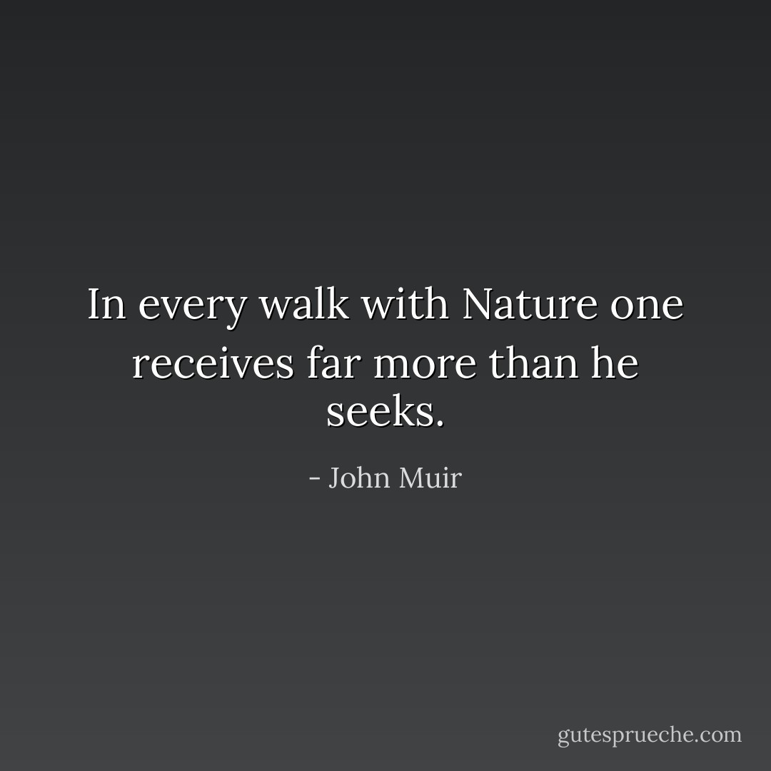 In every walk with Nature one receives far more than he seeks. - John Muir
