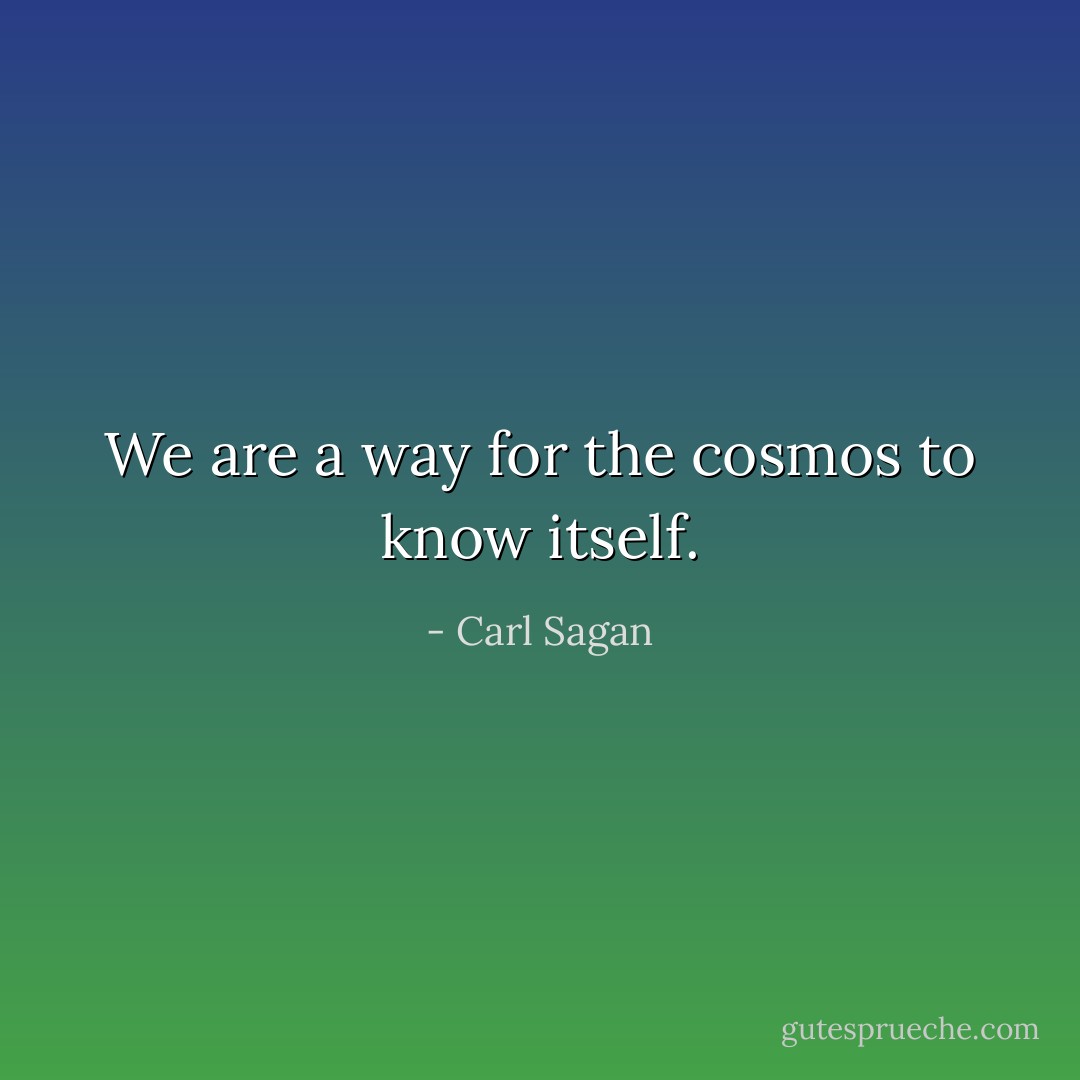 We are a way for the cosmos to know itself. - Carl Sagan