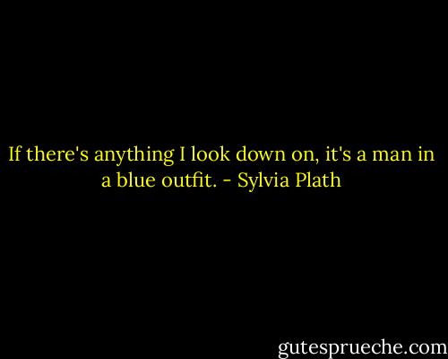 If there's anything I look down on, it's a man in a blue outfit. - Sylvia Plath