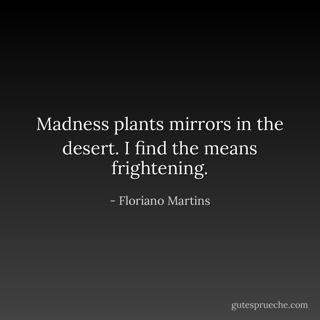 Madness plants mirrors in the desert. I find the means frightening. - Floriano Martins