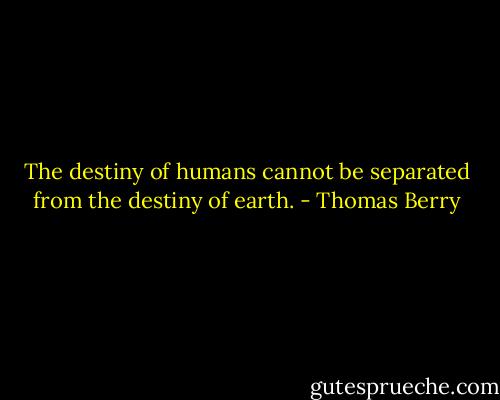 The destiny of humans cannot be separated from the destiny of earth. - Thomas Berry