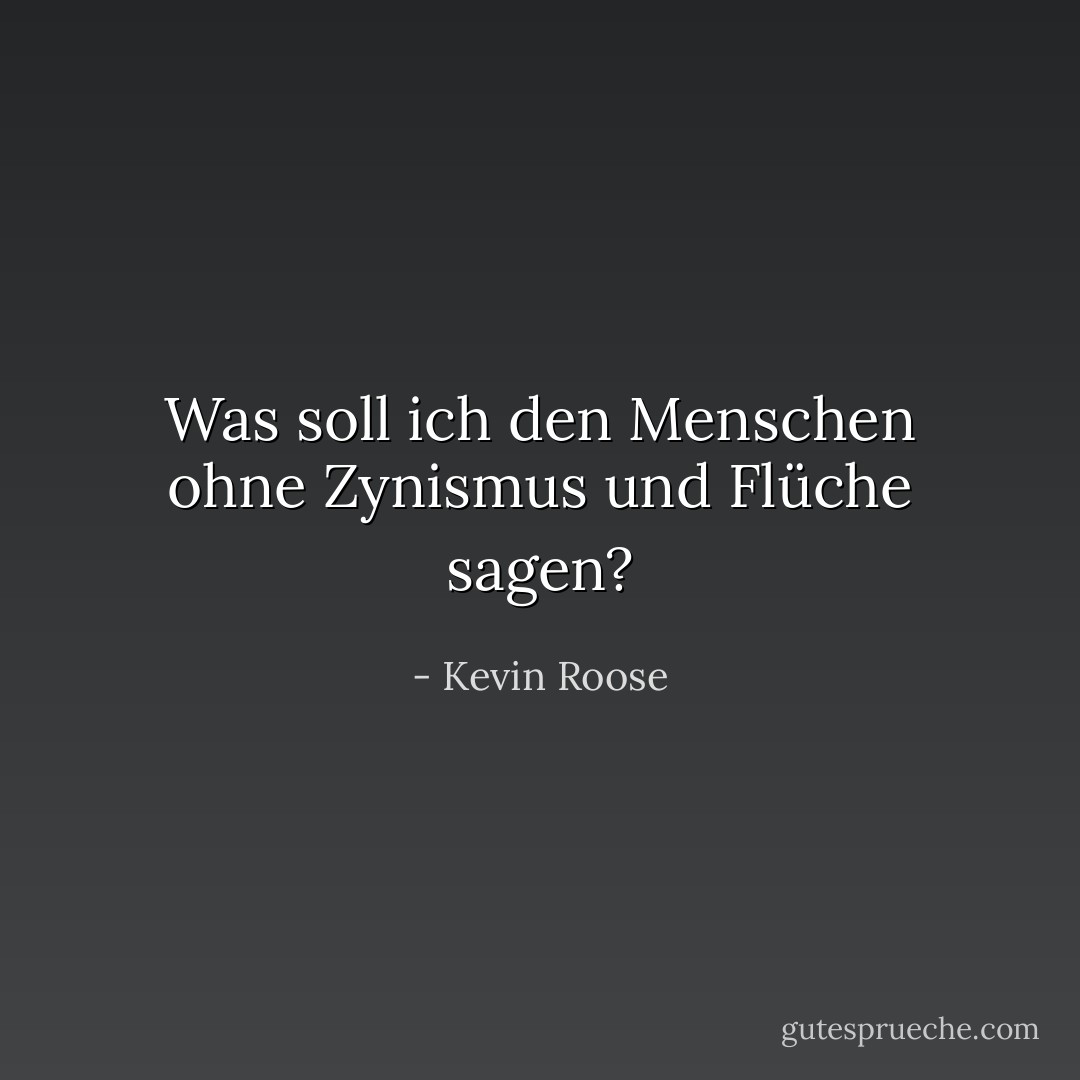 Was soll ich den Menschen ohne Zynismus und Flüche sagen? - Kevin Roose<