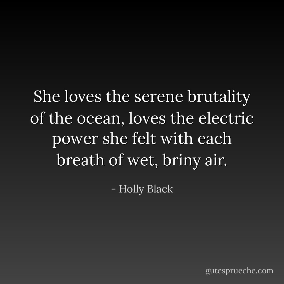 She loves the serene brutality of the ocean, loves the electric power she felt with each breath of wet, briny air. - Holly Black