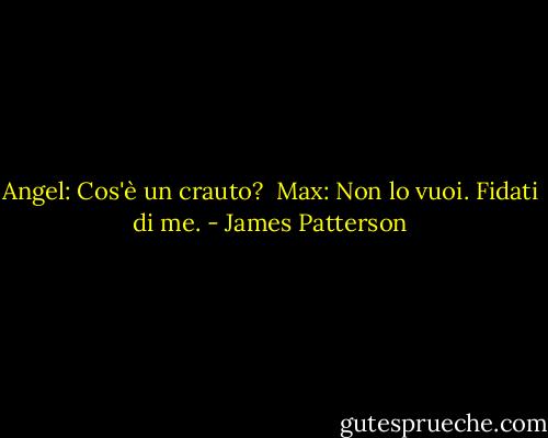 Angel: Cos'è un crauto? <br />Max: Non lo vuoi. Fidati di me. - James Patterson