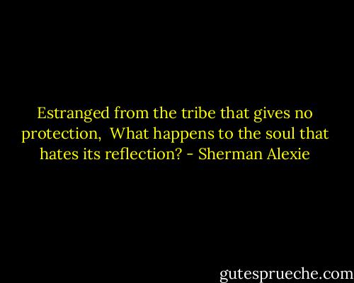 Estranged from the tribe that gives no protection, <br />What happens to the soul that hates its reflection? - Sherman Alexie