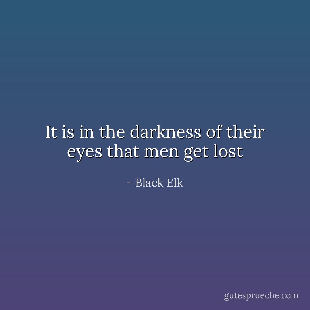 It is in the darkness of their eyes that men get lost - Black Elk