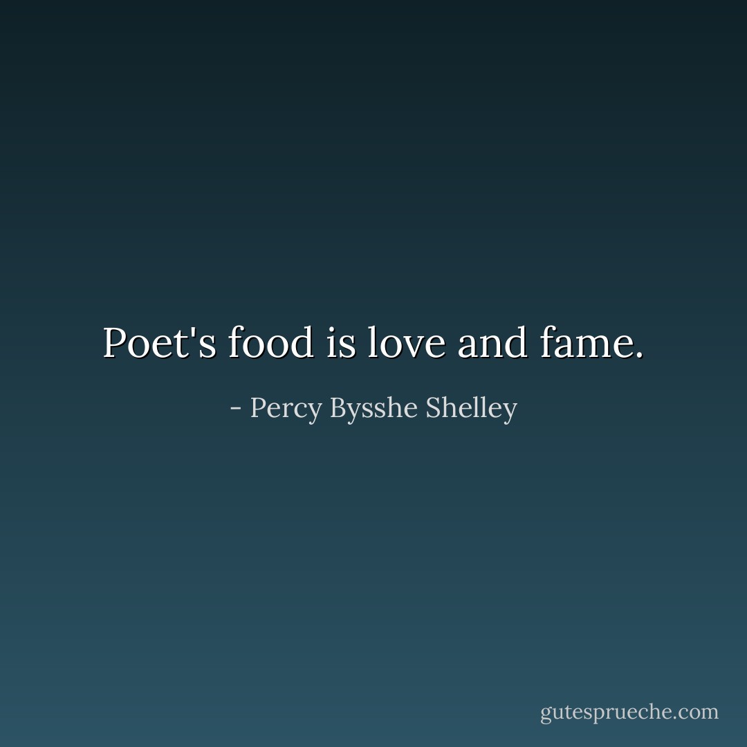 Poet's food is love and fame. - Percy Bysshe Shelley