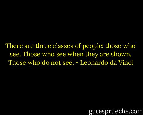 There are three classes of people: those who see. Those who see when they are shown. Those who do not see. - Leonardo da Vinci