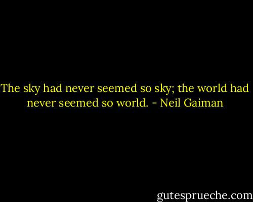 The sky had never seemed so sky; the world had never seemed so world. - Neil Gaiman