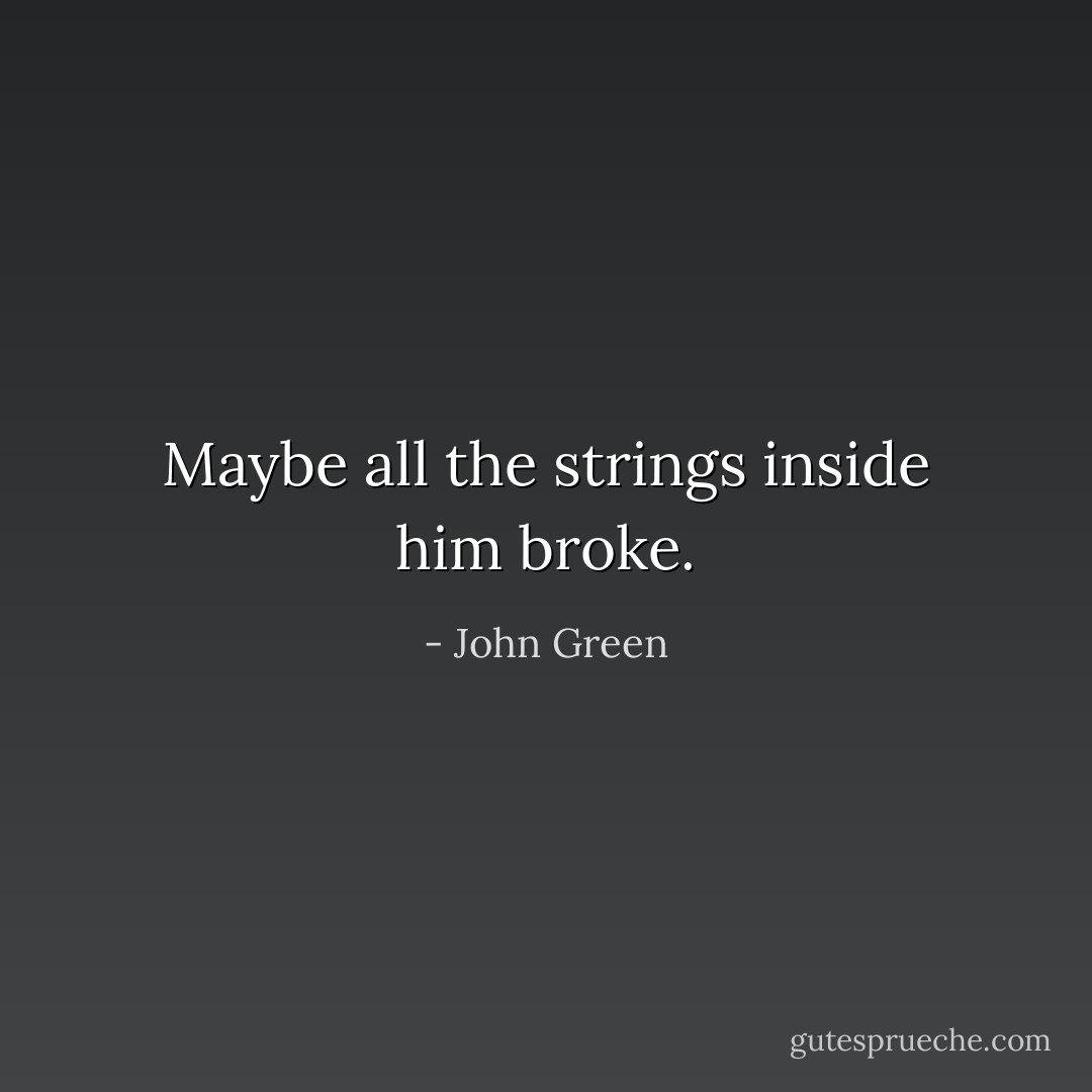 Maybe all the strings inside him broke. - John Green