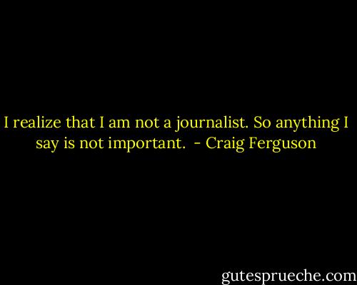 I realize that I am not a journalist. So anything I say is not important.  - Craig Ferguson