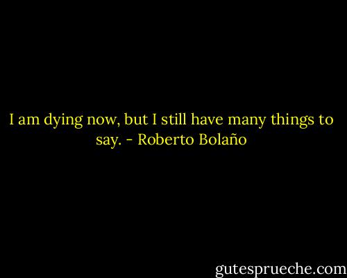 I am dying now, but I still have many things to say. - Roberto Bolaño