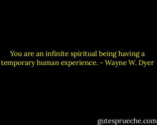 You are an infinite spiritual being having a temporary human experience. - Wayne W. Dyer