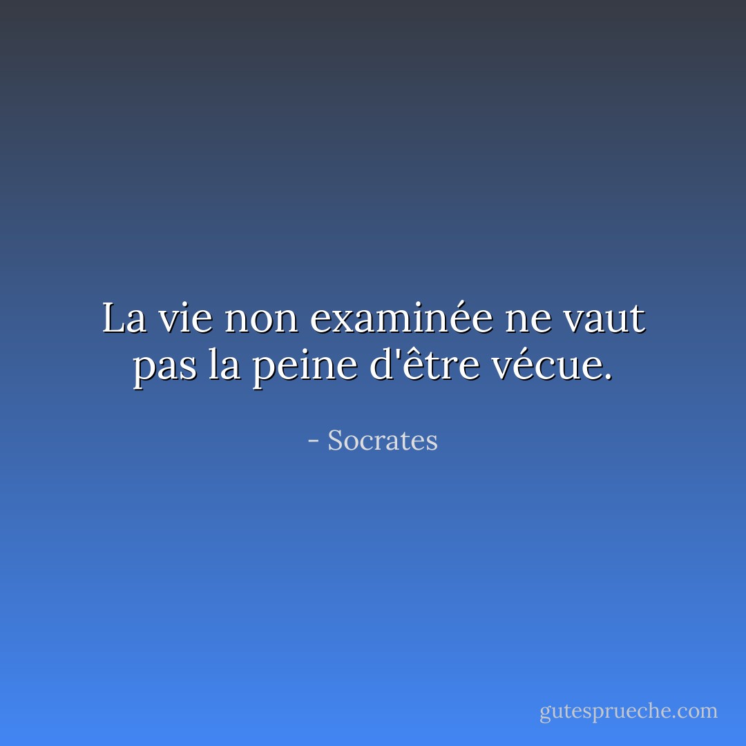 La vie non examinée ne vaut pas la peine d'être vécue. - Socrates
