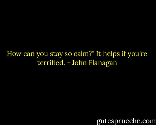 How can you stay so calm?"<br />It helps if you're terrified. - John Flanagan