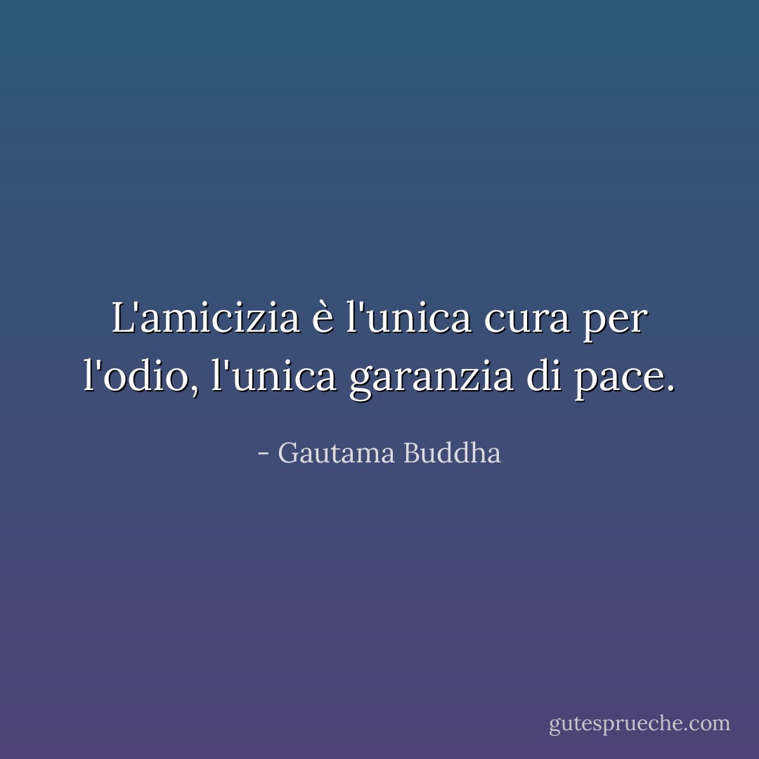 L'amicizia è l'unica cura per l'odio, l'unica garanzia di pace. - Gautama Buddha