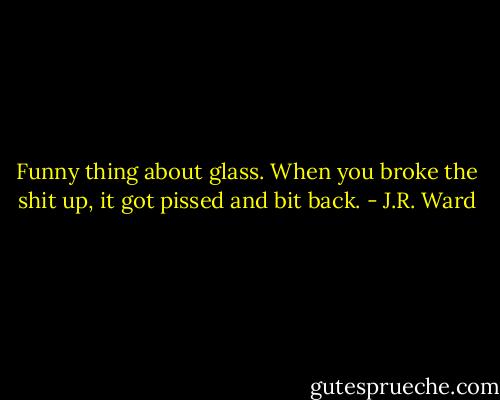 Funny thing about glass. When you broke the shit up, it got pissed and bit back. - J.R. Ward