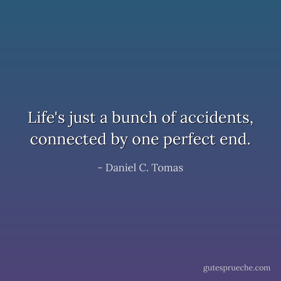Life's just a bunch of accidents, connected by one perfect end. - Daniel C. Tomas