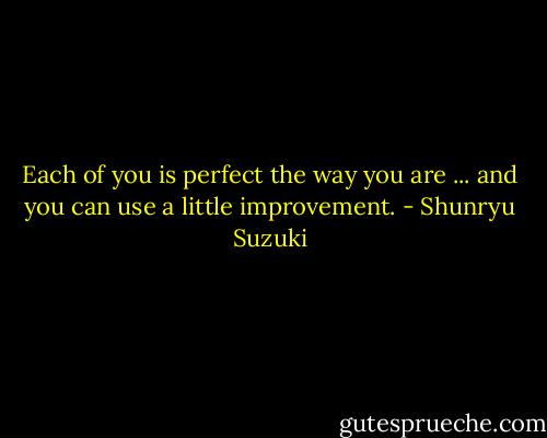Each of you is perfect the way you are ... and you can use a little improvement. - Shunryu Suzuki