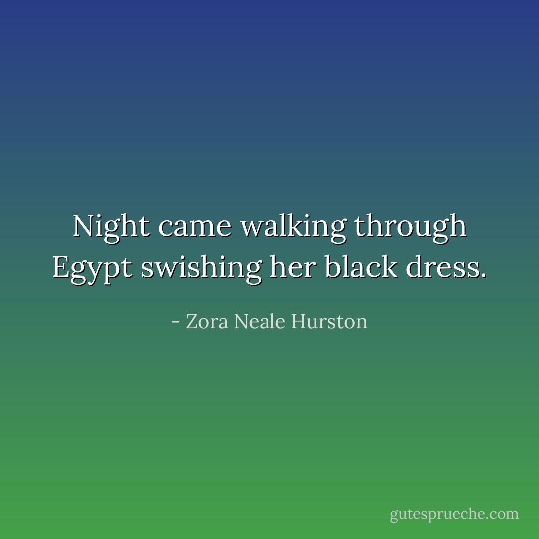 Night came walking through Egypt swishing her black dress. - Zora Neale Hurston