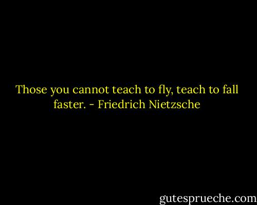 Those you cannot teach to fly, teach to fall faster. - Friedrich Nietzsche