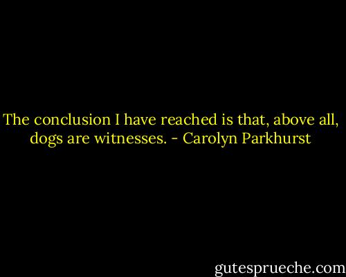 The conclusion I have reached is that, above all, dogs are witnesses. - Carolyn Parkhurst