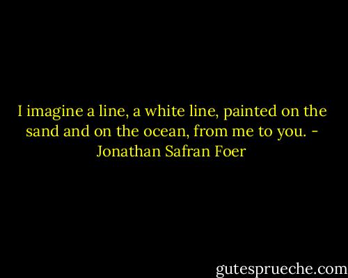 I imagine a line, a white line, painted on the sand and on the ocean, from me to you. - Jonathan Safran Foer