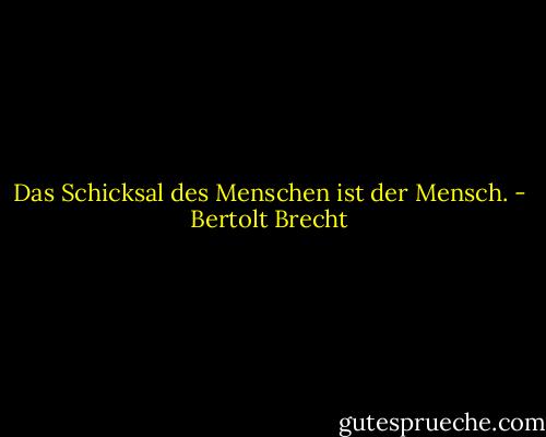 Das Schicksal des Menschen ist der Mensch. - Bertolt Brecht