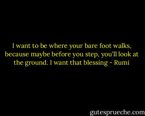 I want to be where your bare foot walks, because maybe before you step, you'll look at the ground. I want that blessing - Rumi