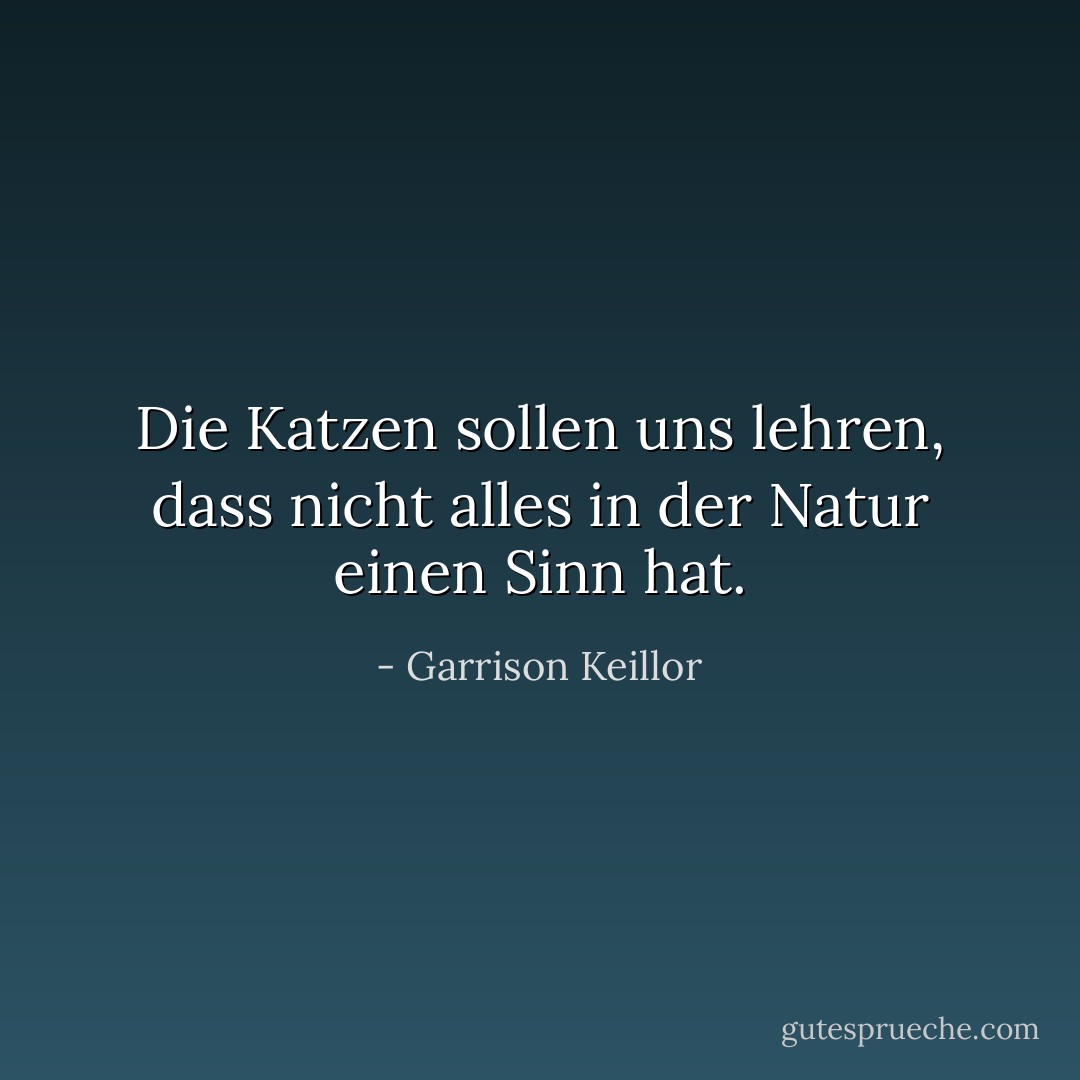 Die Katzen sollen uns lehren, dass nicht alles in der Natur einen Sinn hat. - Garrison Keillor<