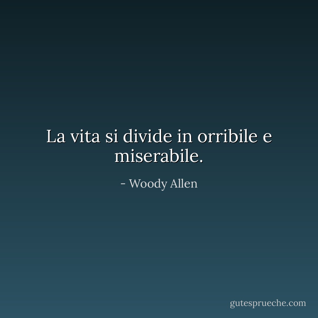 La vita si divide in orribile e miserabile. - Woody Allen