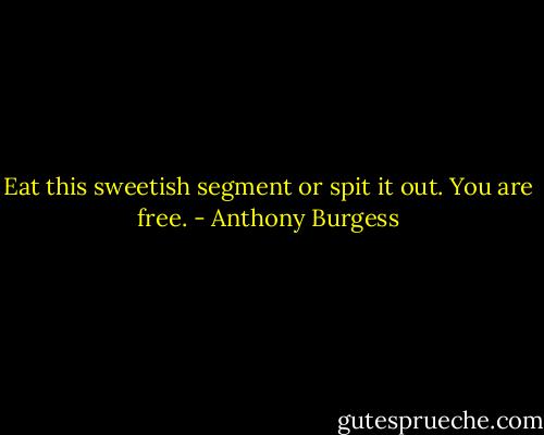 Eat this sweetish segment or spit it out. You are free. - Anthony Burgess