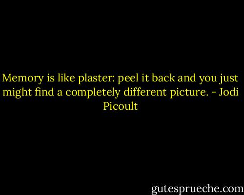 Memory is like plaster: peel it back and you just might find a completely different picture. - Jodi Picoult