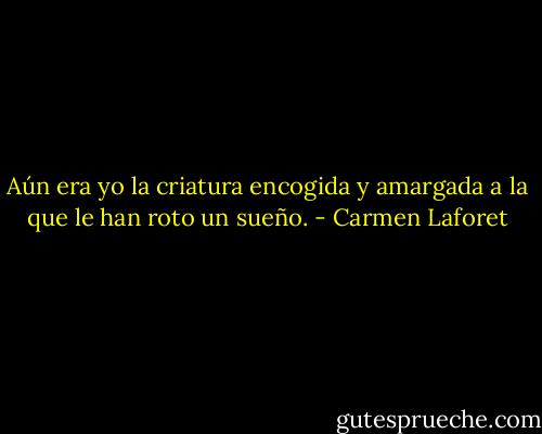 Aún era yo la criatura encogida y amargada a la que le han roto un sueño. - Carmen Laforet