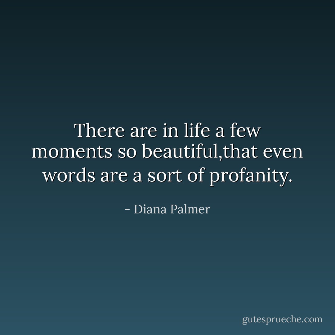 There are in life a few moments so beautiful,that even words are a sort of profanity. - Diana Palmer