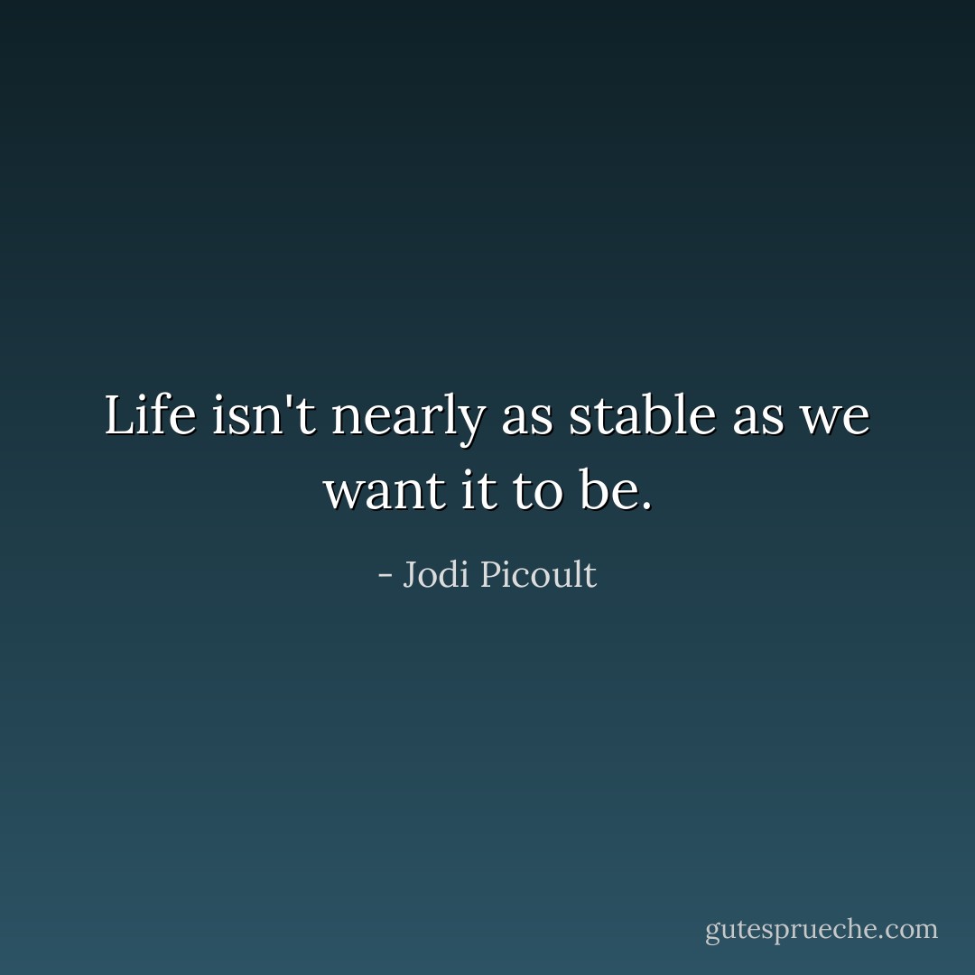 Life isn't nearly as stable as we want it to be. - Jodi Picoult