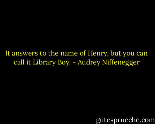 It answers to the name of Henry, but you can call it Library Boy. - Audrey Niffenegger