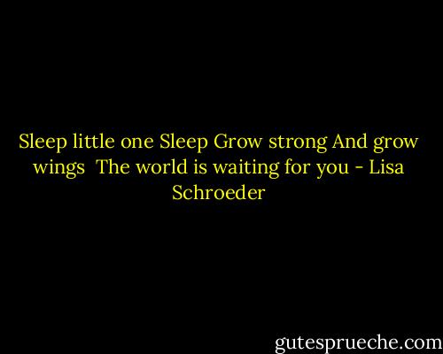 Sleep little one<br />Sleep<br />Grow strong<br />And grow wings<br /><br />The world is waiting for you - Lisa Schroeder